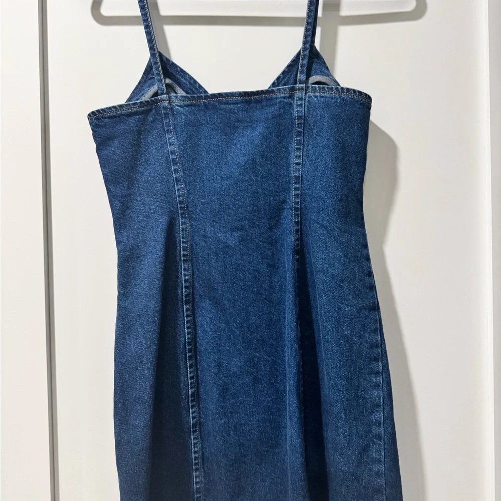 Topshop Structured Denim Zip-Front Mini Dress | Size US 2 | Modern Minimalist - Picture 4 of 8